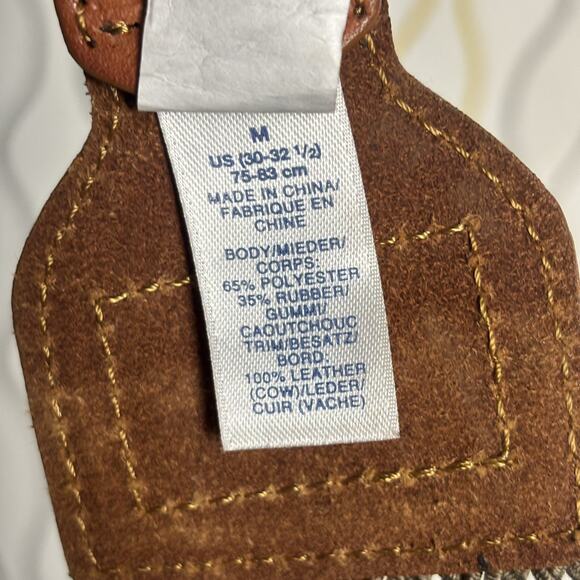 Lands End Women’s French Walnut Wide Nylon Leather Dress Belt Medium Boho Dress - Picture 3 of 7